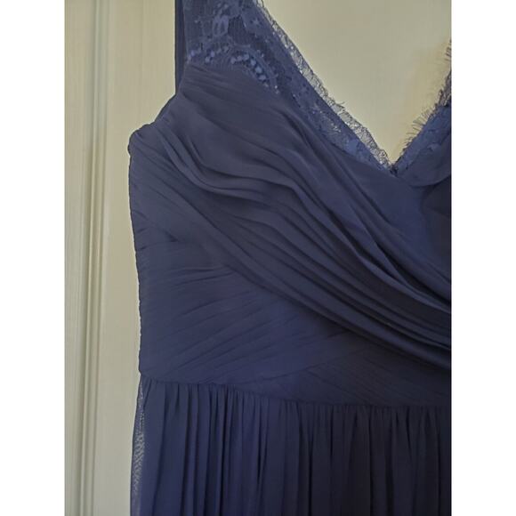 Hitherto BHLDN Navy Blue Fleur Lace Chiffon Maxi Formal Gown Prom Dress, Size 10 - Picture 8 of 16